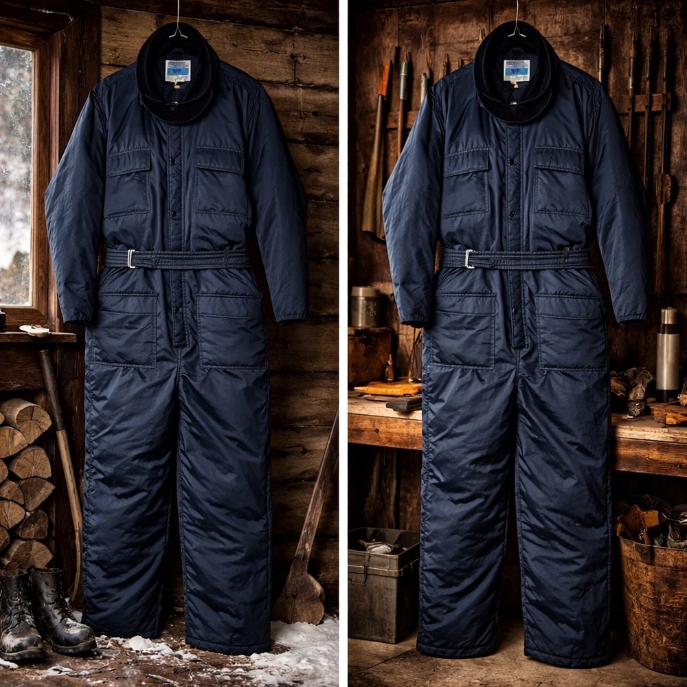 Vintage Work‎ Leisure Insulated Coveralls Size 44 Made in Korea Belted One Piece